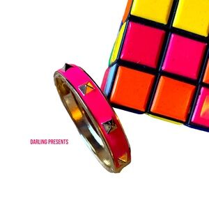 Gold Studded Acrylic Hinge Bracelet Women Color Pink & Gold